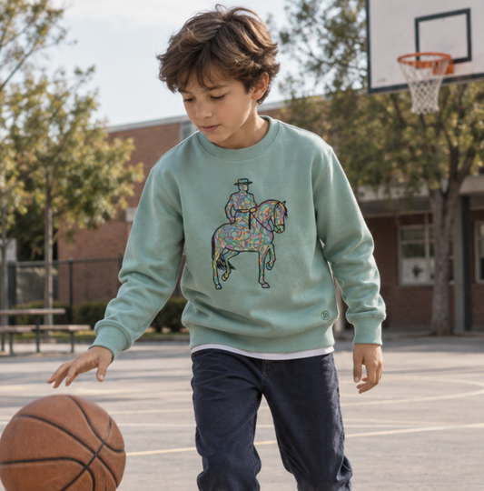 SUDADERA VERDE MOSS “ALFILERES DE COLORES”