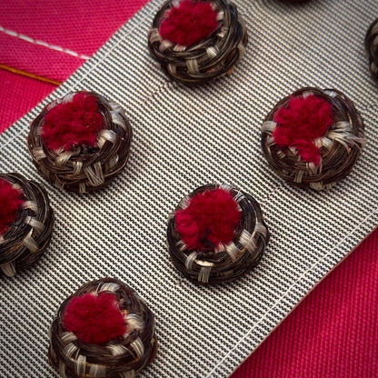 JUEGO DE CAIRELES BOTÓN DE CERDA-SEDA