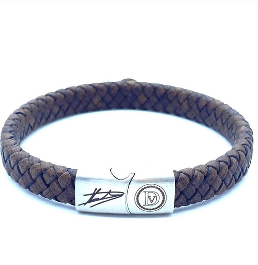 PULSERA “DV PLATA-CUERO”