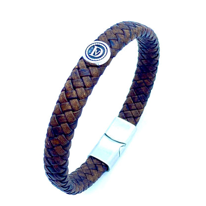 PULSERA “DV PLATA-CUERO”