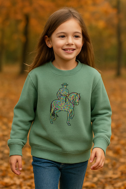 SUDADERA VERDE MOSS “ALFILERES DE COLORES”