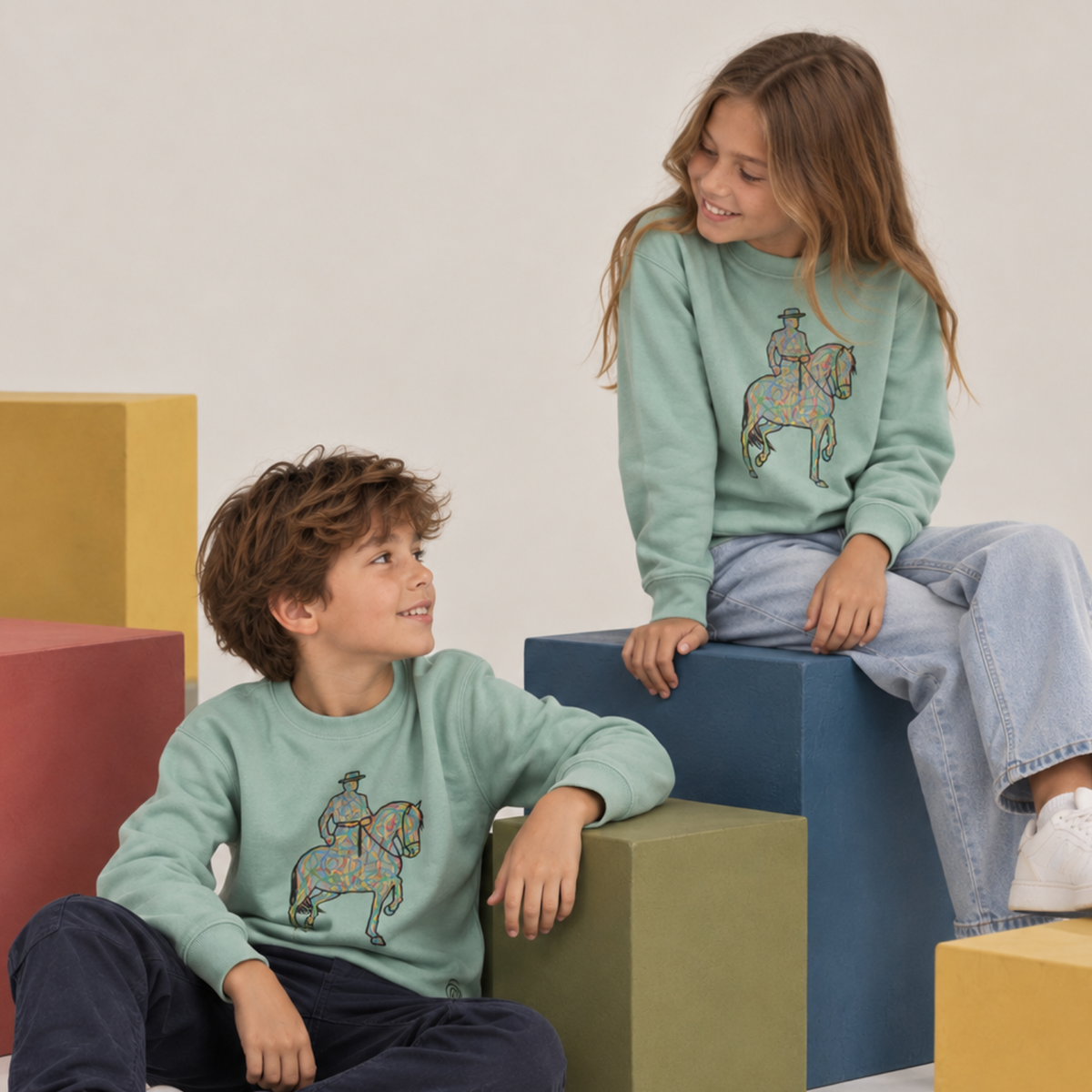 SUDADERA VERDE MOSS “ALFILERES DE COLORES”