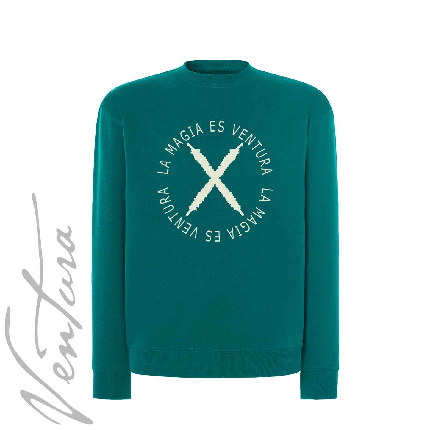 Sudadera Verde Tropical “LA MAGIA ES VENTURA”